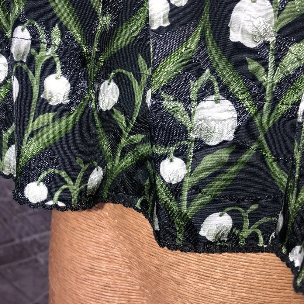 AGUA BY AGUA BENDITA Floral Off-Shoulder Top - Black and Green Size M - Picture 8 of 12